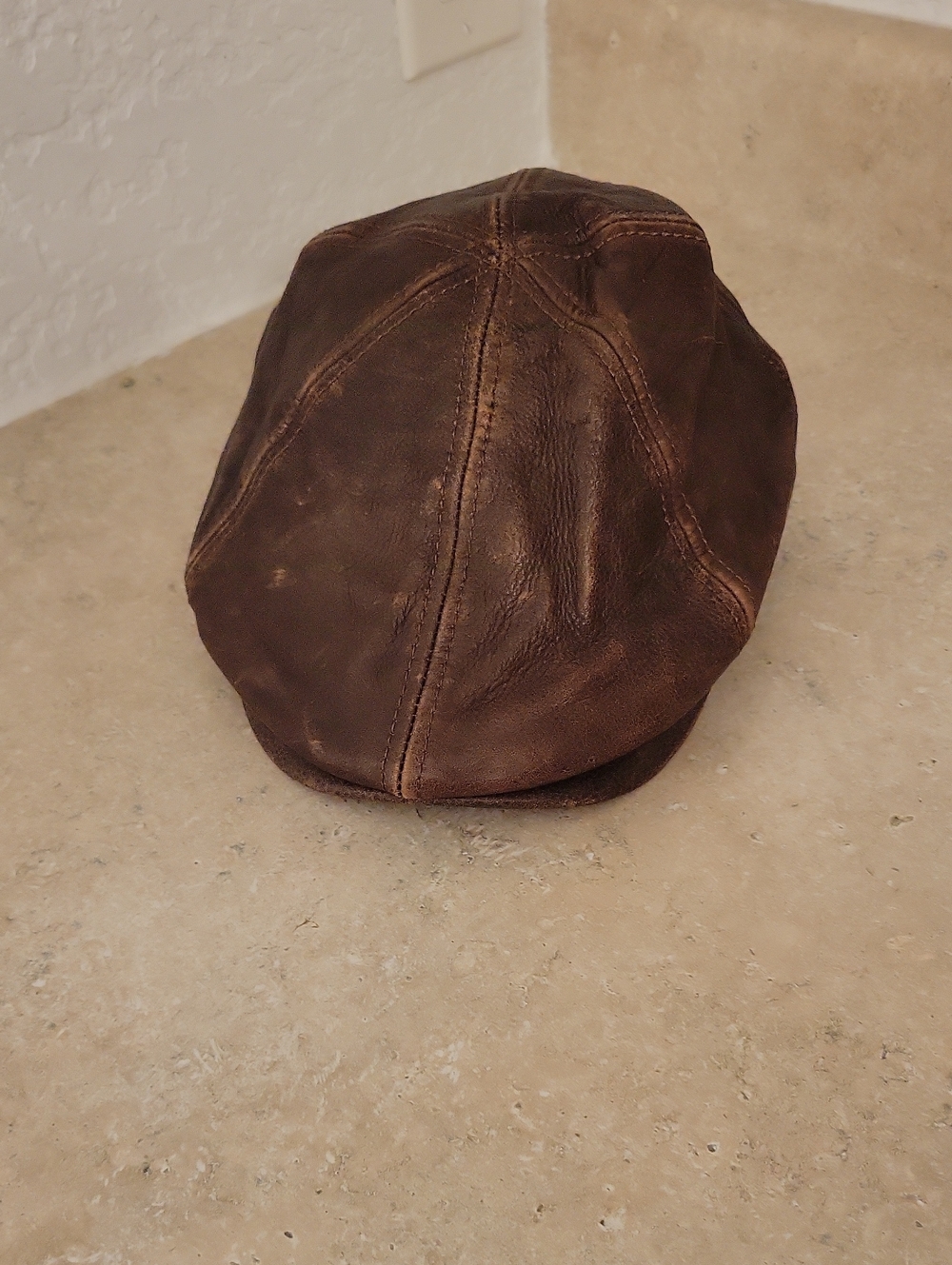 Goorin Bros Brown Leather Newsboy Cap